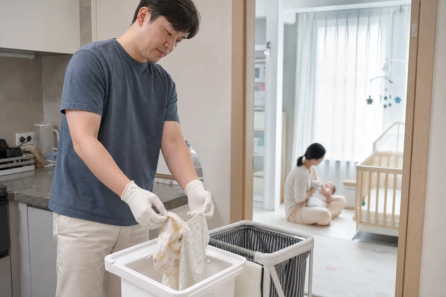 Move soiled clothing directly into a lidded washable hamper.