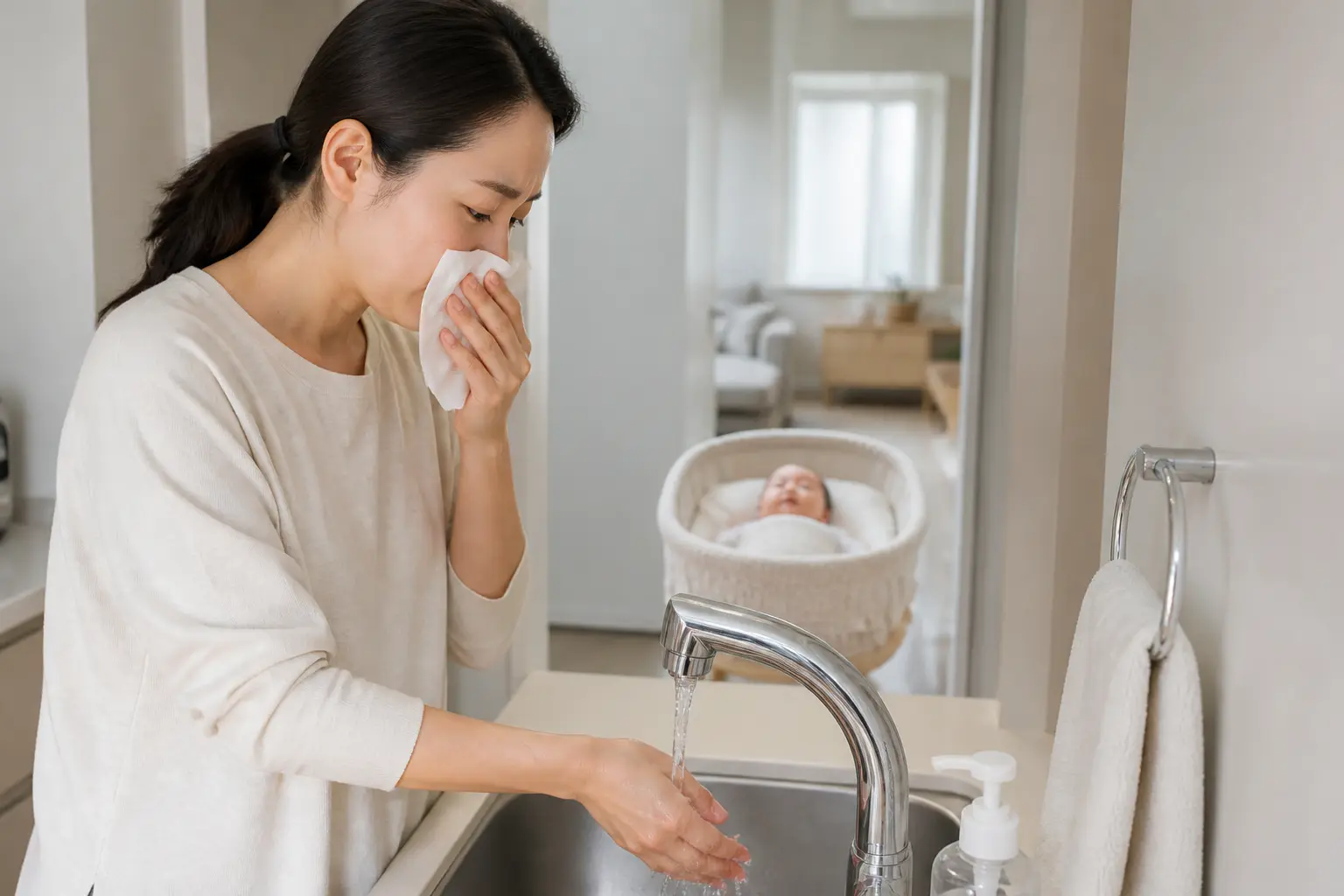 A cough or used tissue creates a new handwashing moment.