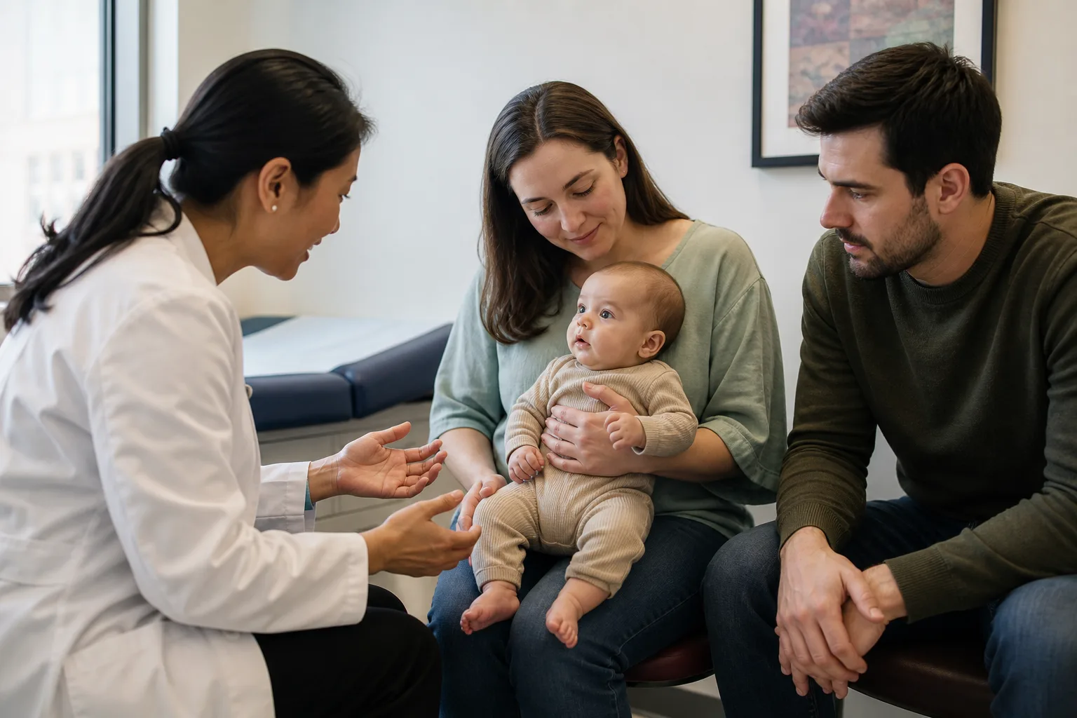 Adult caregivers observe an infant's nap cues and daily alertness in a realistic home or clinic