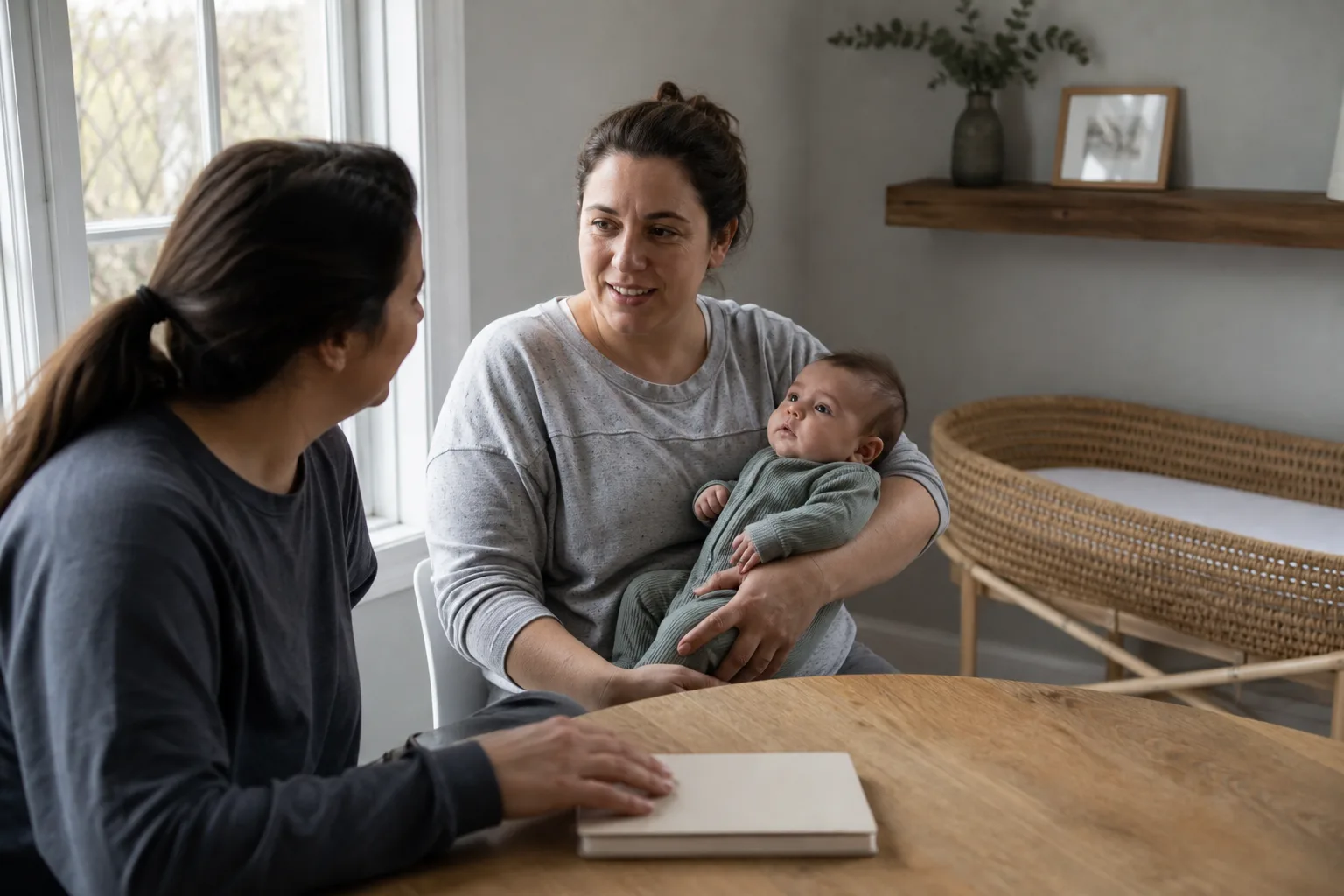 Awake adult caregivers observe an infant's night waking, feeding, or breathing in a realistic safe home or clinic setting