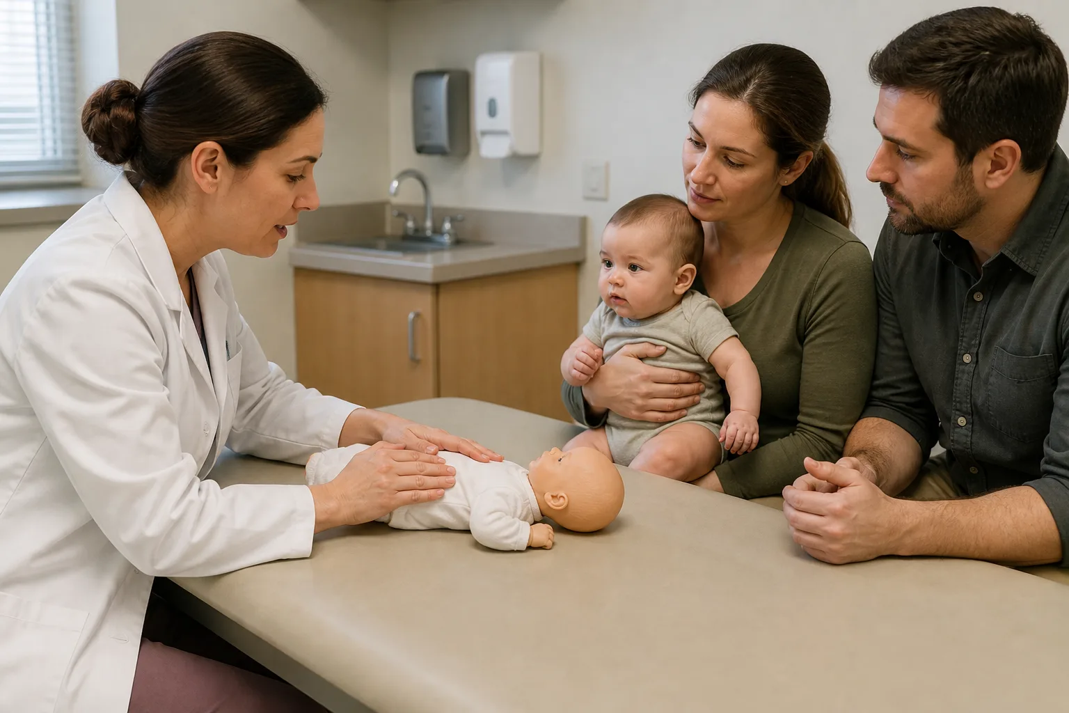 Adult caregivers use a realistic safe infant sleep routine with a clear firm flat sleep surface